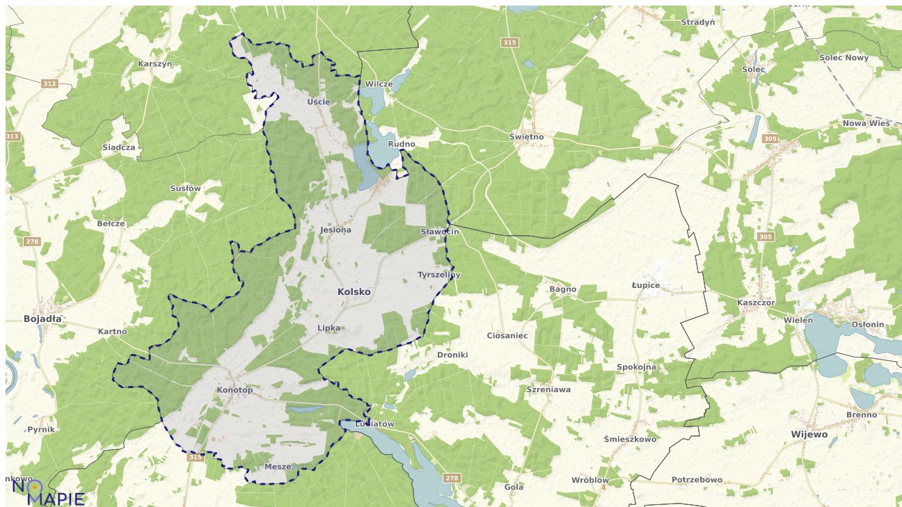 Mapa obszarów ochrony przyrody Kolska