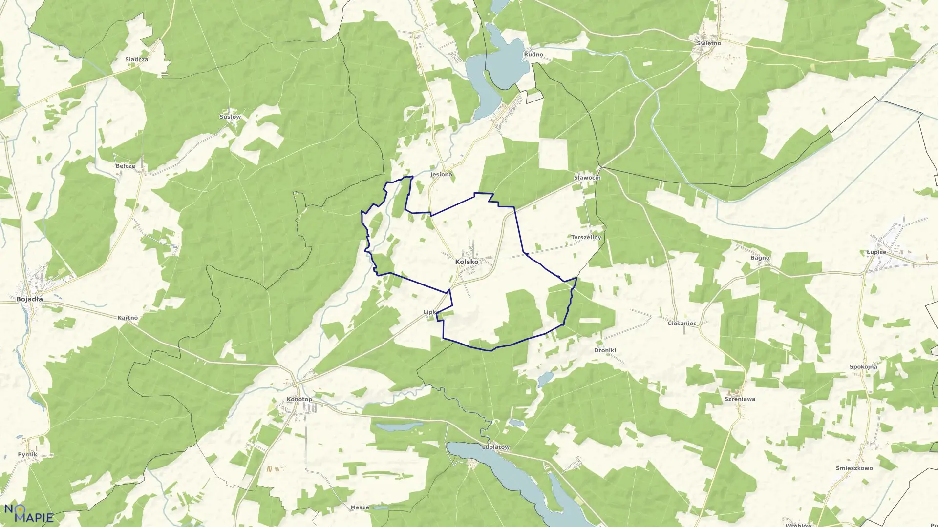 Mapa obrębu KOLSKO w gminie Kolsko